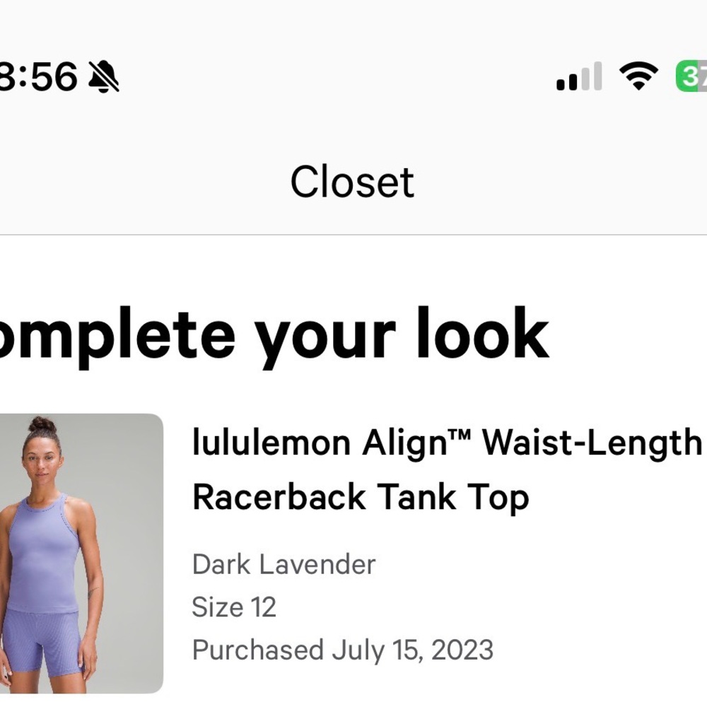 Lululemon Align Waist-length Racerback Tank Top DARK LAVENDER - Picture 3 of 3